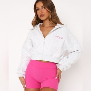 White Fox stepping out cropped hoodie